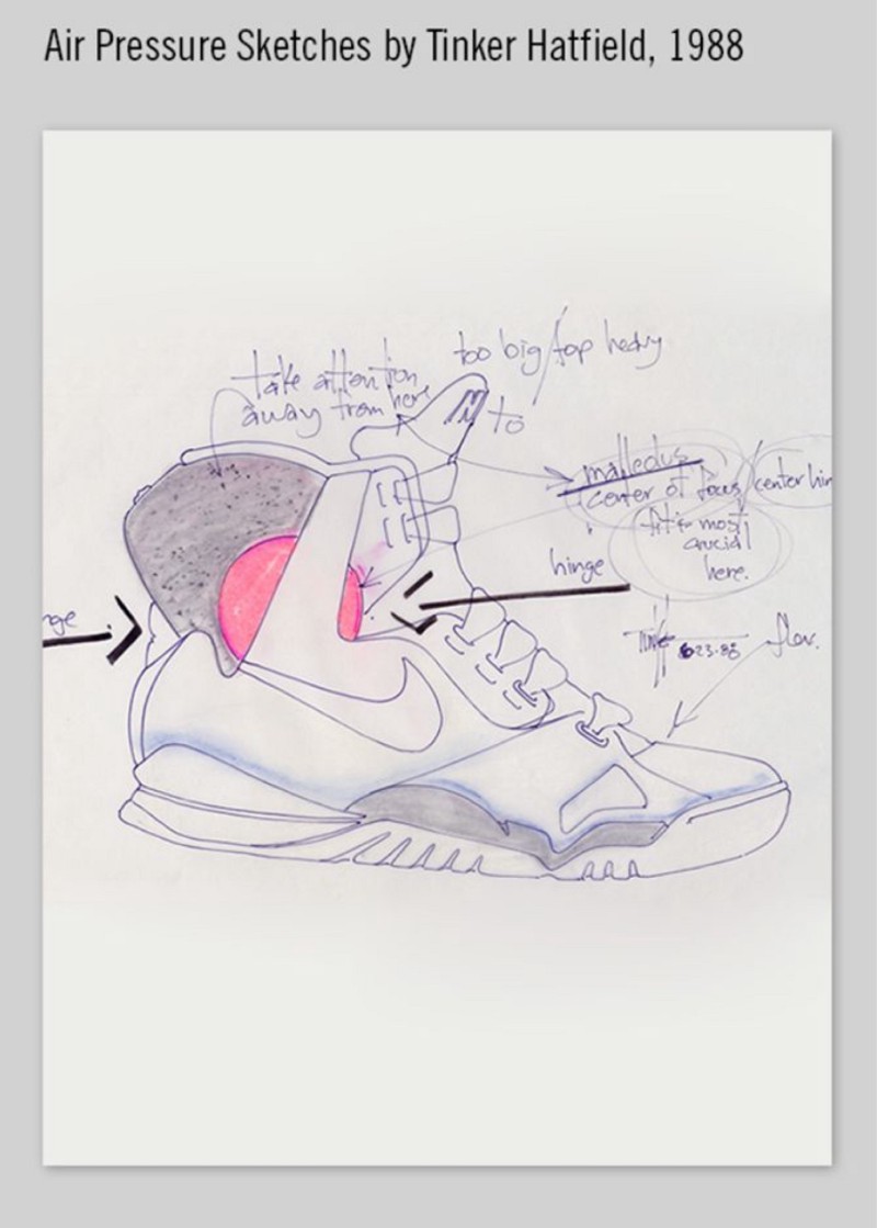 Sketch of the Air Pressure by Nike designer Tinker Hatfield